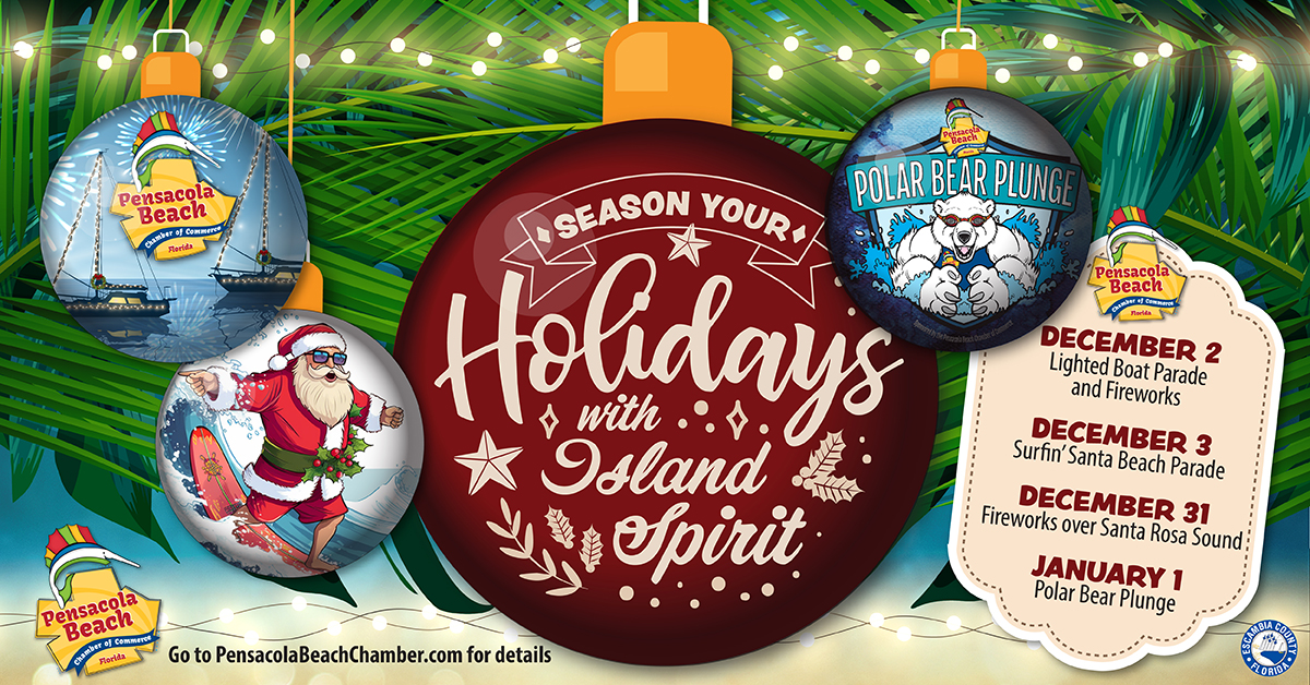 “Season Your Holidays with Island Spirit” on Pensacola Beach this December